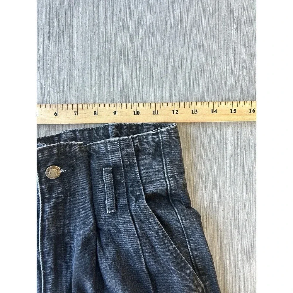 Abercrombie & Fitch Mom Jeans High Waisted Raw Hem Black 24 - Picture 6 of 8